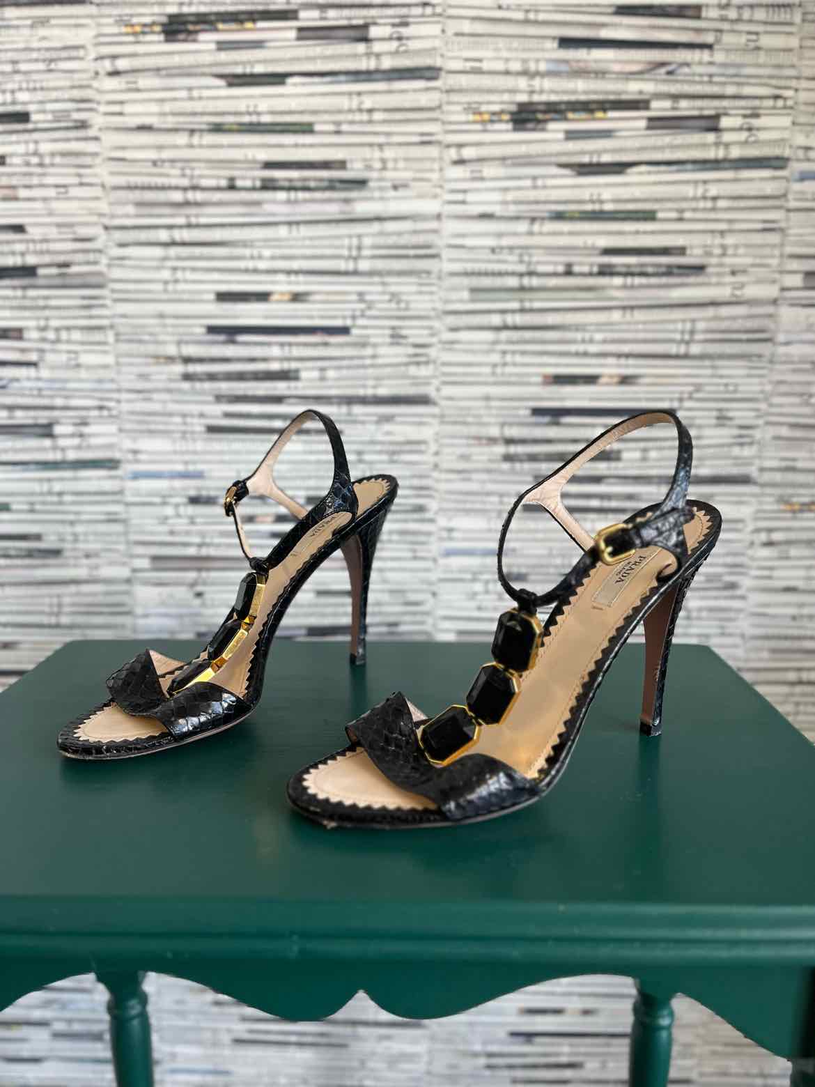 Prada Shoe Size 38.5 Black Snake Heels