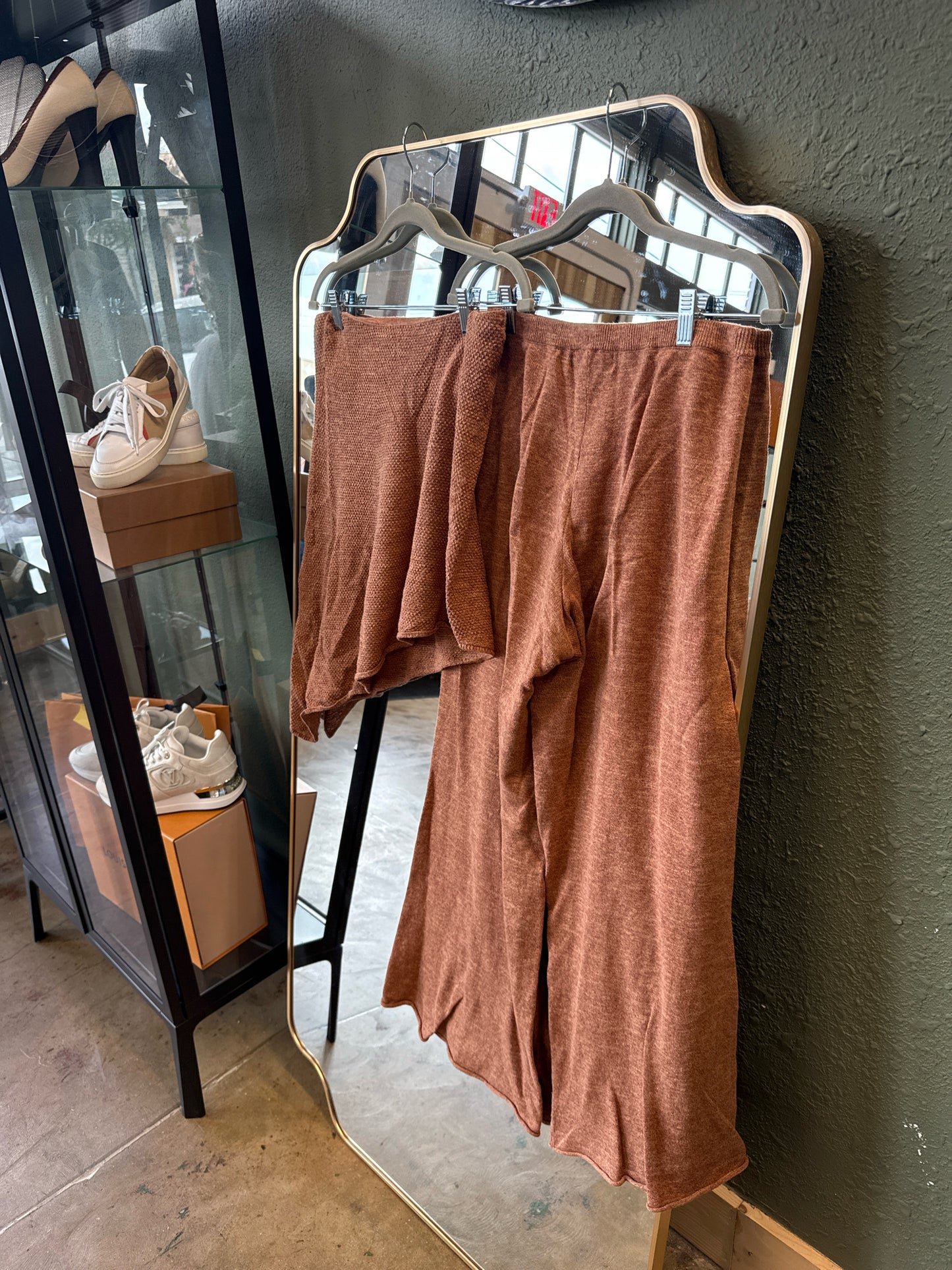 free-est Size XS Orange/Brown Top & Pant Set