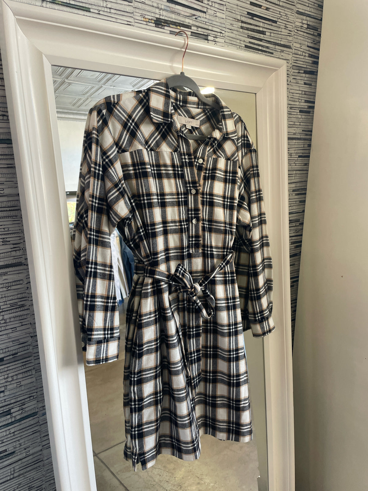 LOFT Size MP plaid Dress