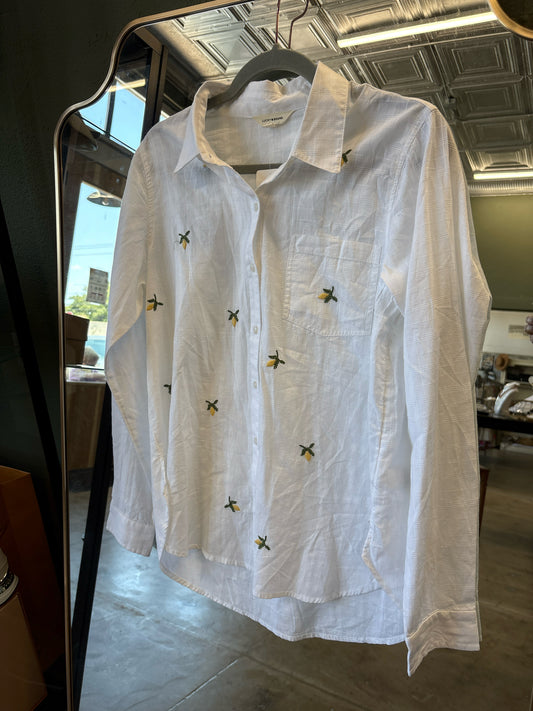 Lucky Brand Size S White Print Top
