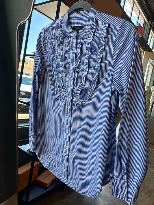 J. CREW Size XXS Blue/White Top