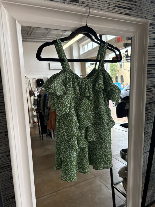 MICHAEL KORS Size XS Green/White Paisley Top