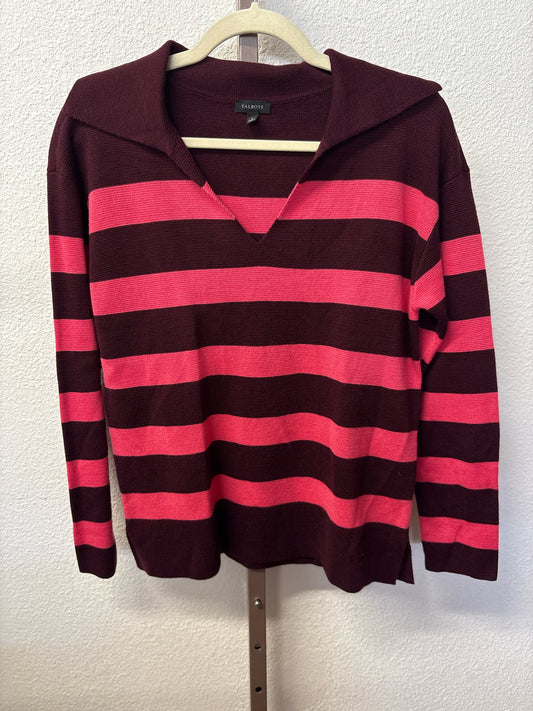 TALBOTS Size S Purple/Pink Stripe Sweater