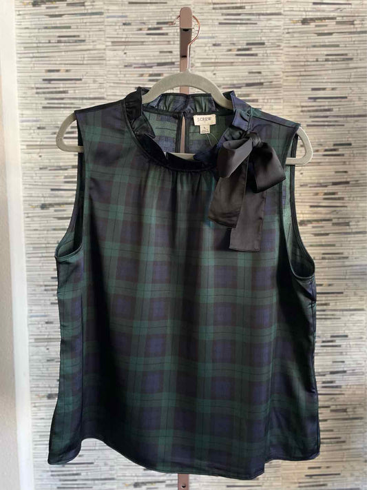 j crew Size L Green/Blue Plaid Top