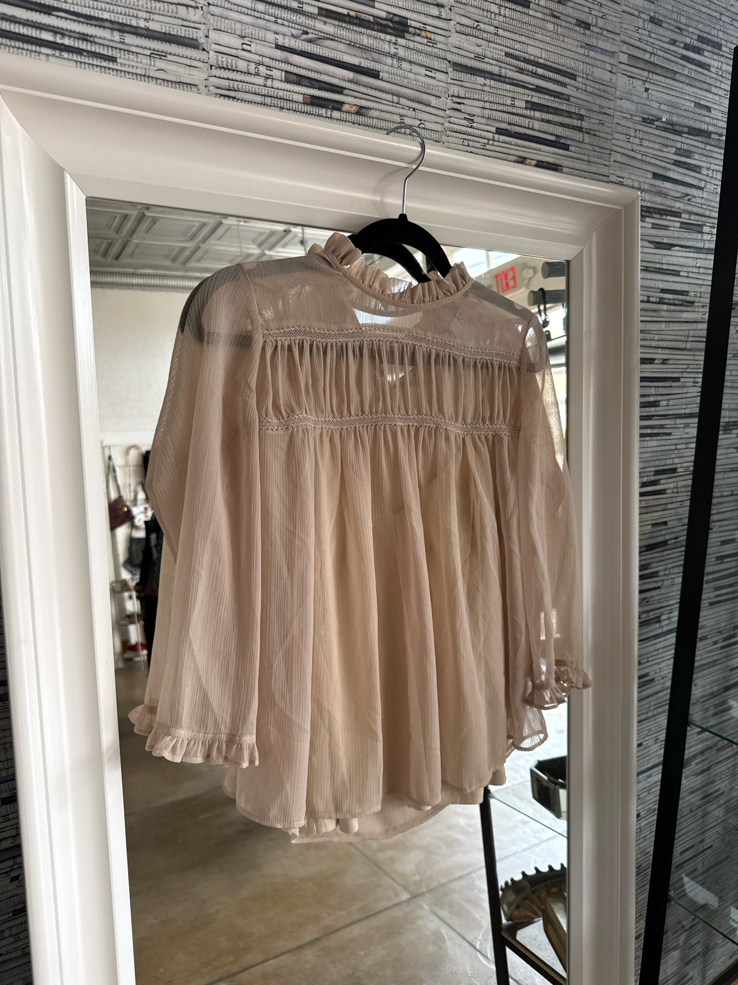 RO & DE Nude sheer Top