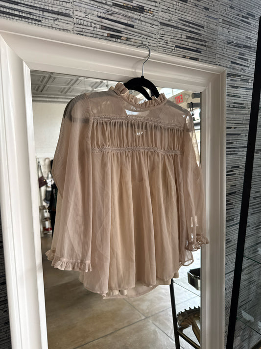 RO & DE Nude sheer Top