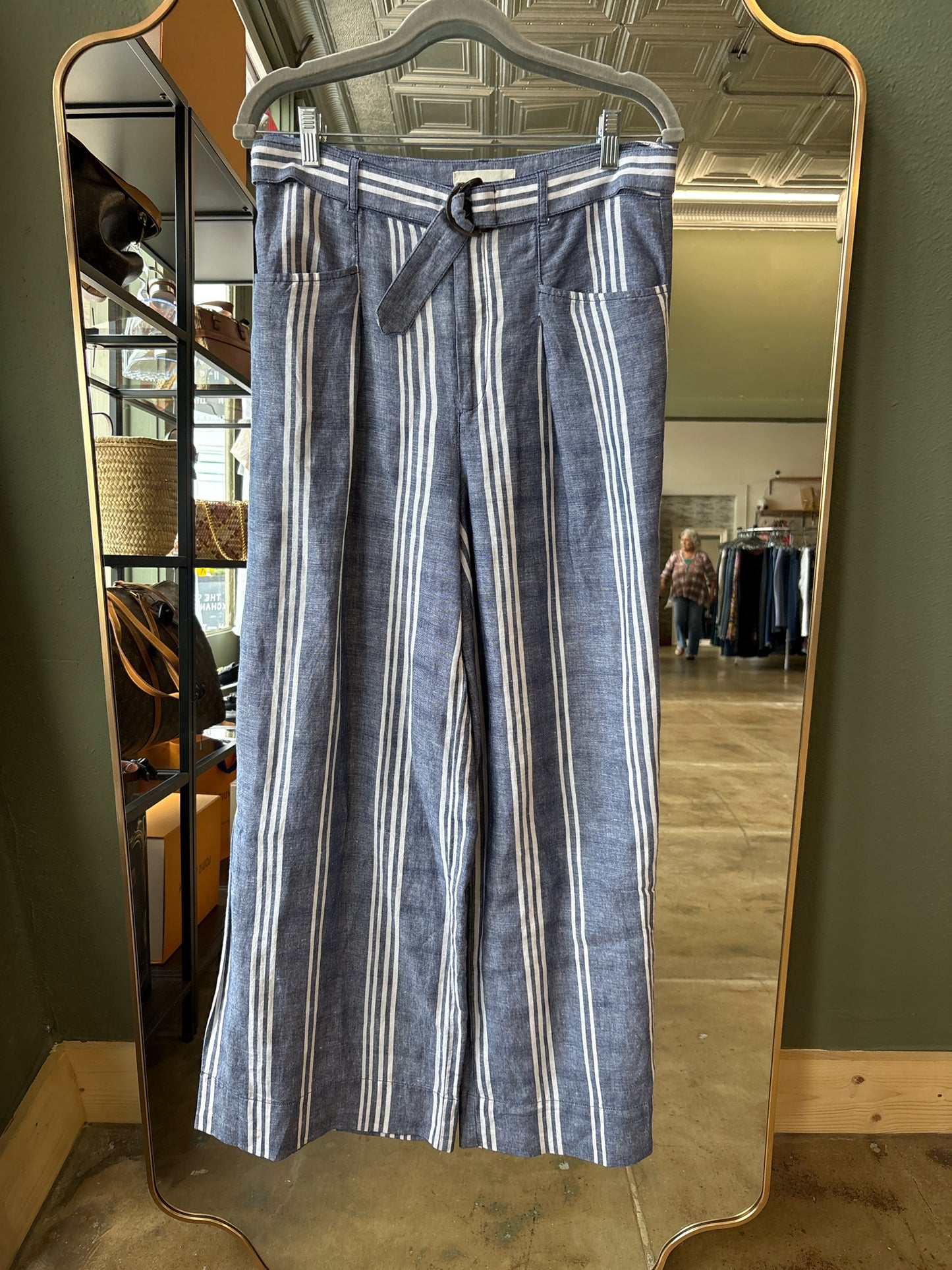 Anthropologie Size 6 blue and white Stripe Pants