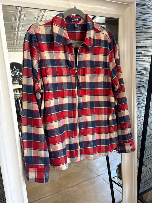 Chaps Size L multi Plaid Top