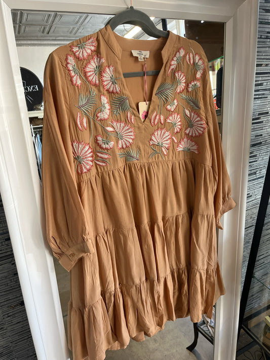 entro Size M Orange/Multi Embroidered Dress