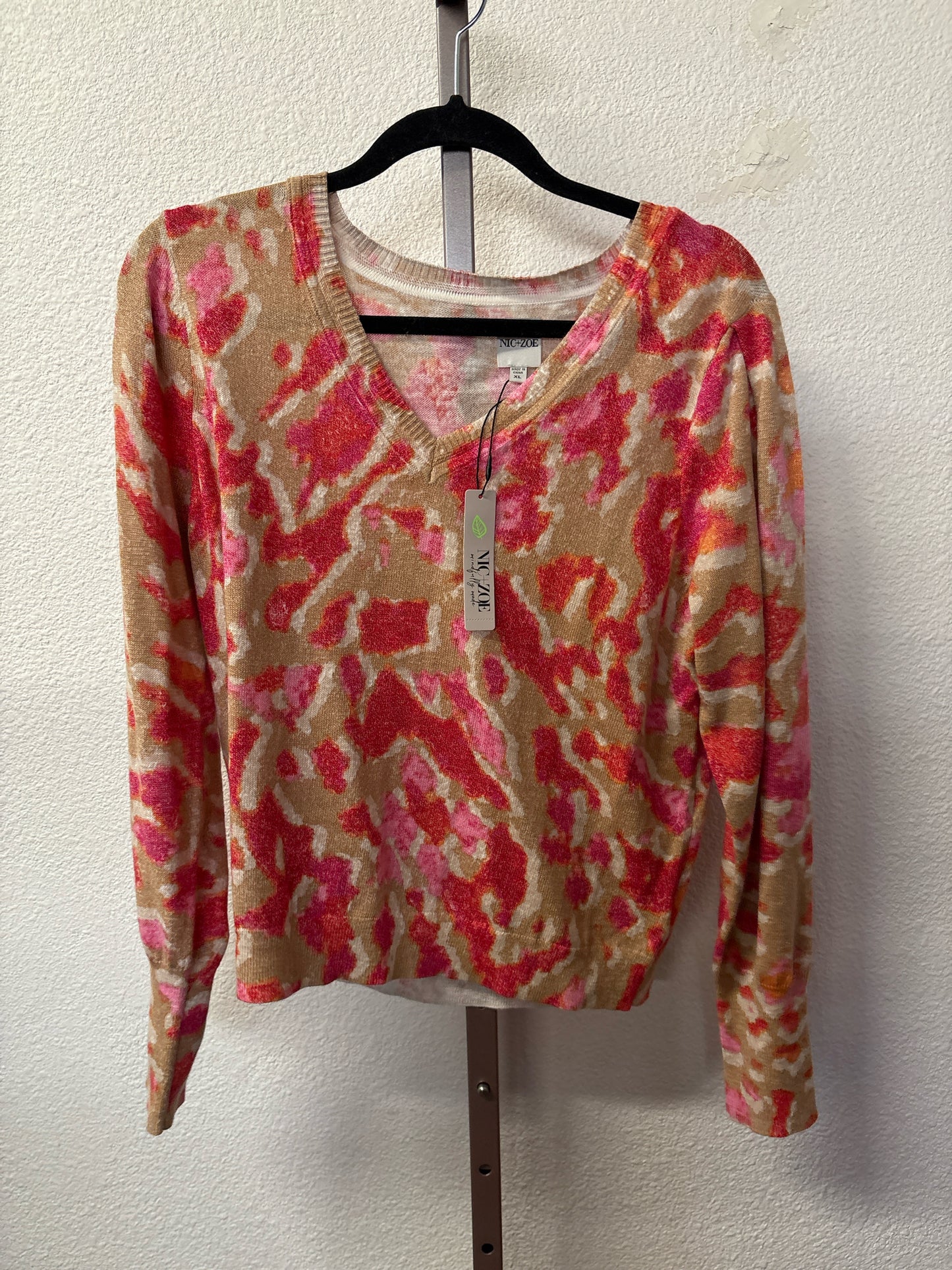 Nic + Zoe Size XL Tan/Pink Top