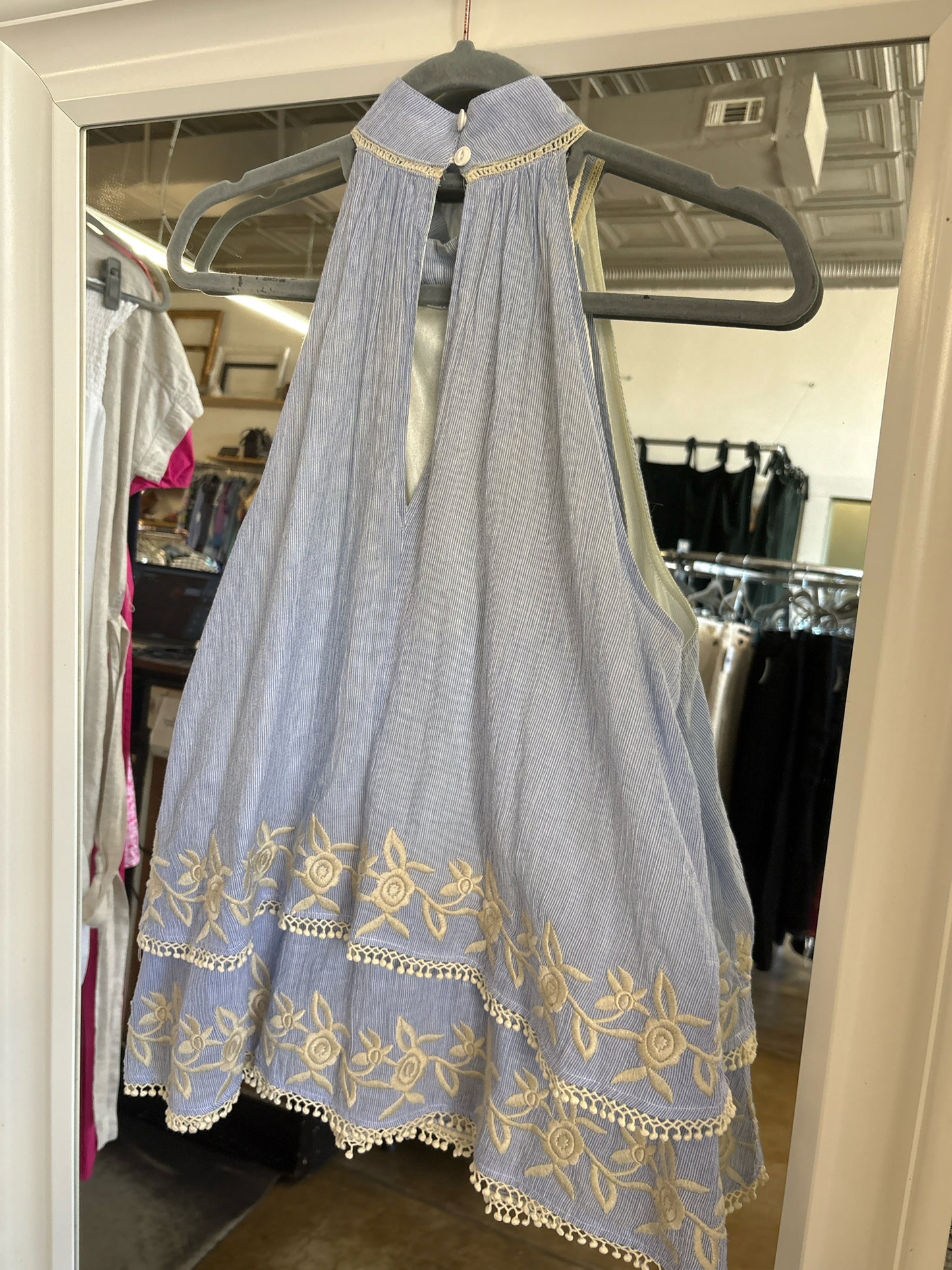 THML Size L blue and white Halter Top