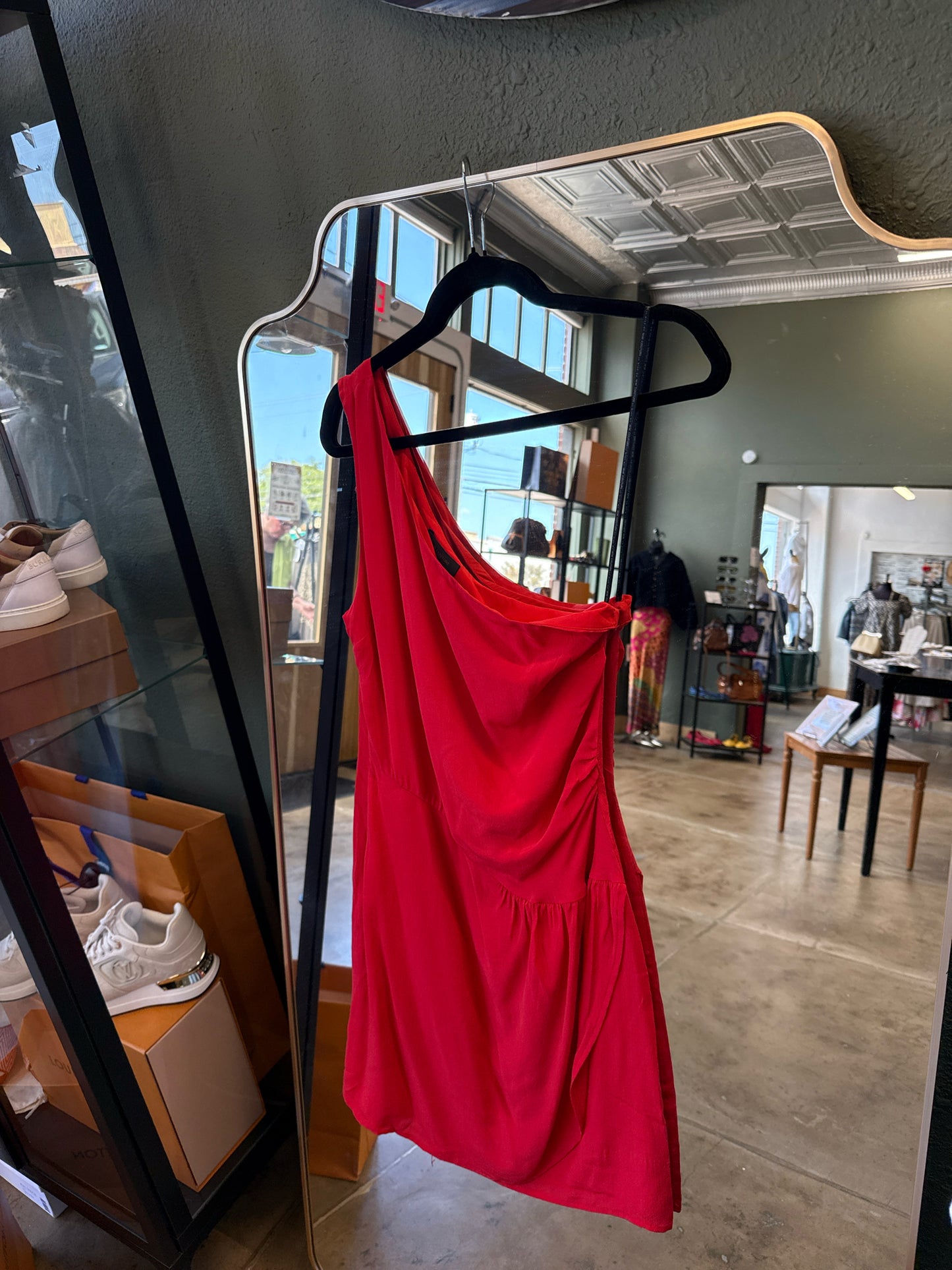 MM Couture Size M Red One shoulder Dress
