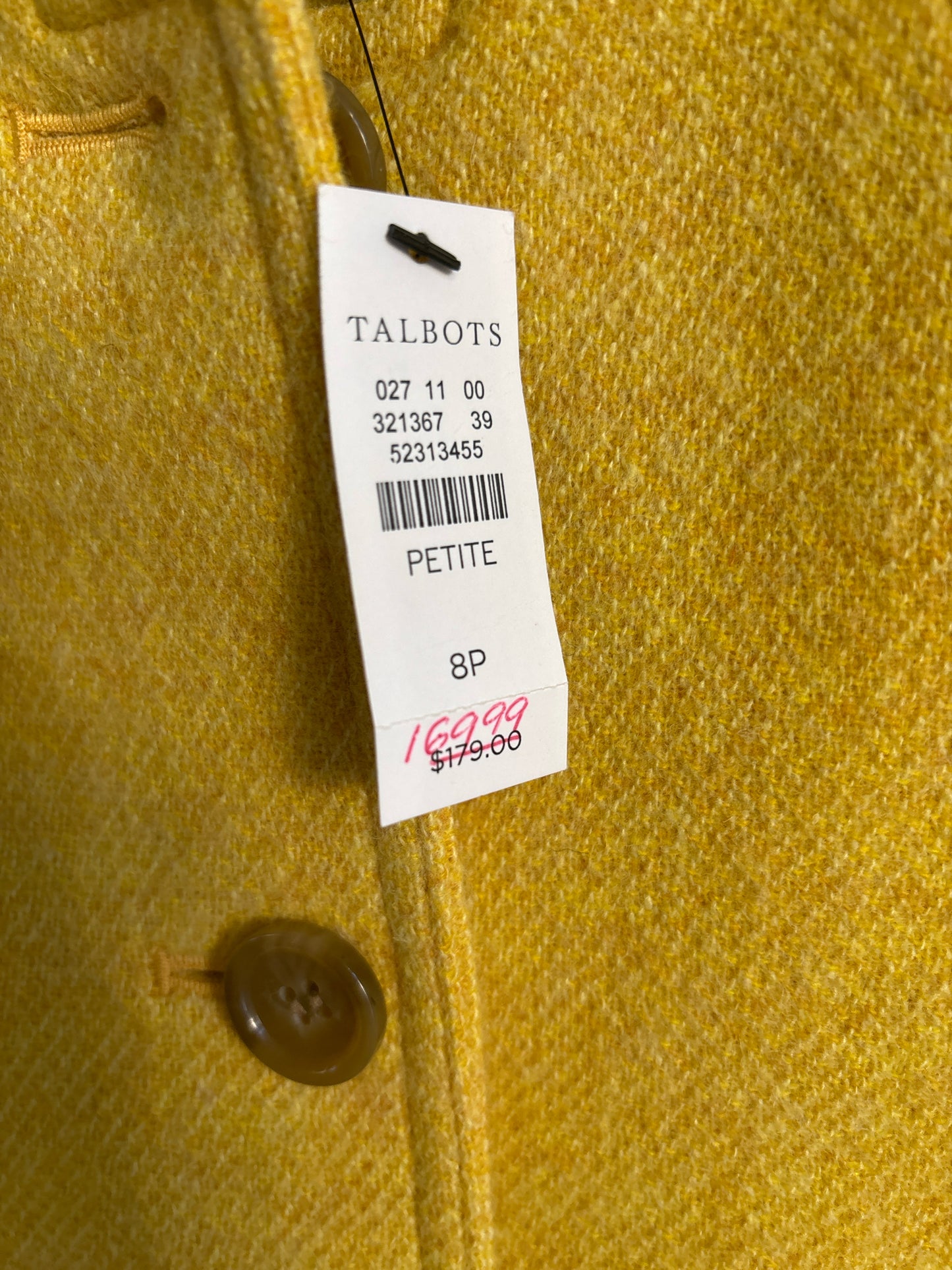 TALBOTS Size 8P Yellow Coat