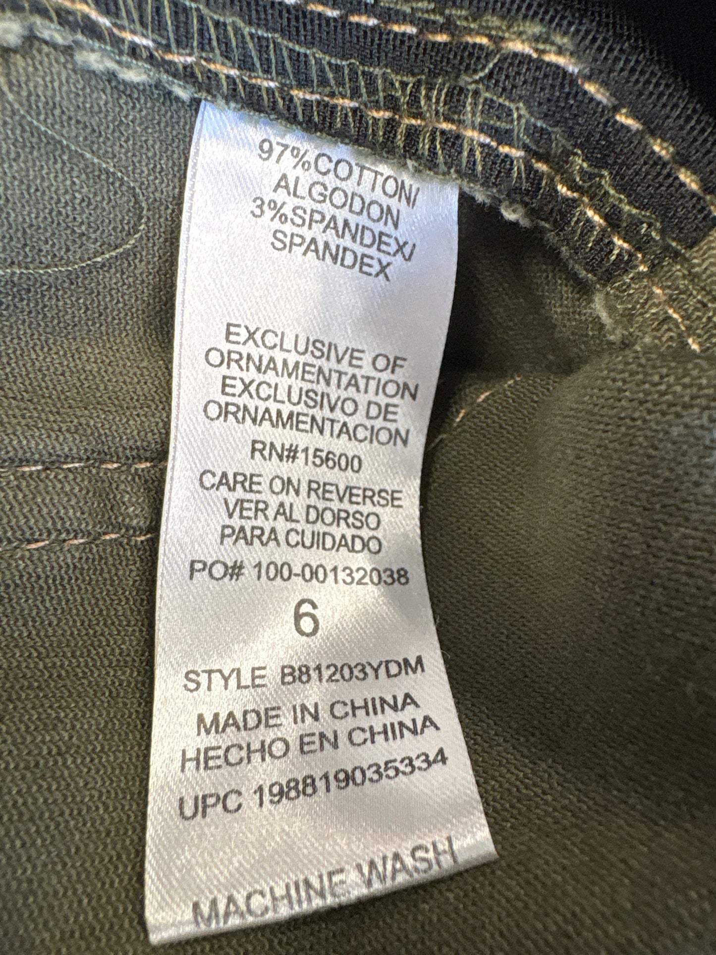Democracy Size 6 Olive Green Capris