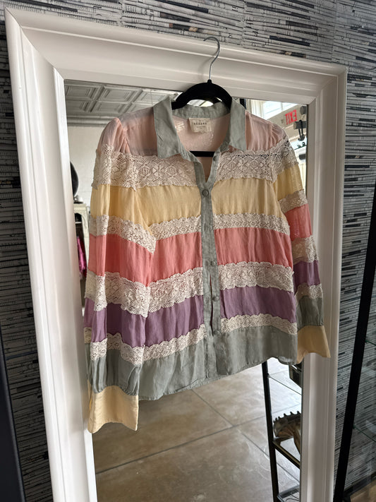 Sezane Size 36 multi Color Block Top