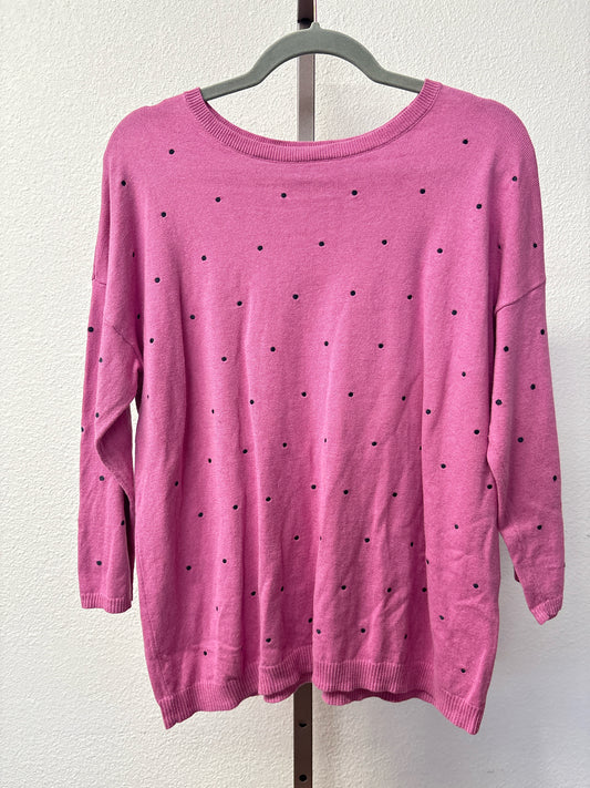 J.Jill Size M Bubblegum Polka Dot Top
