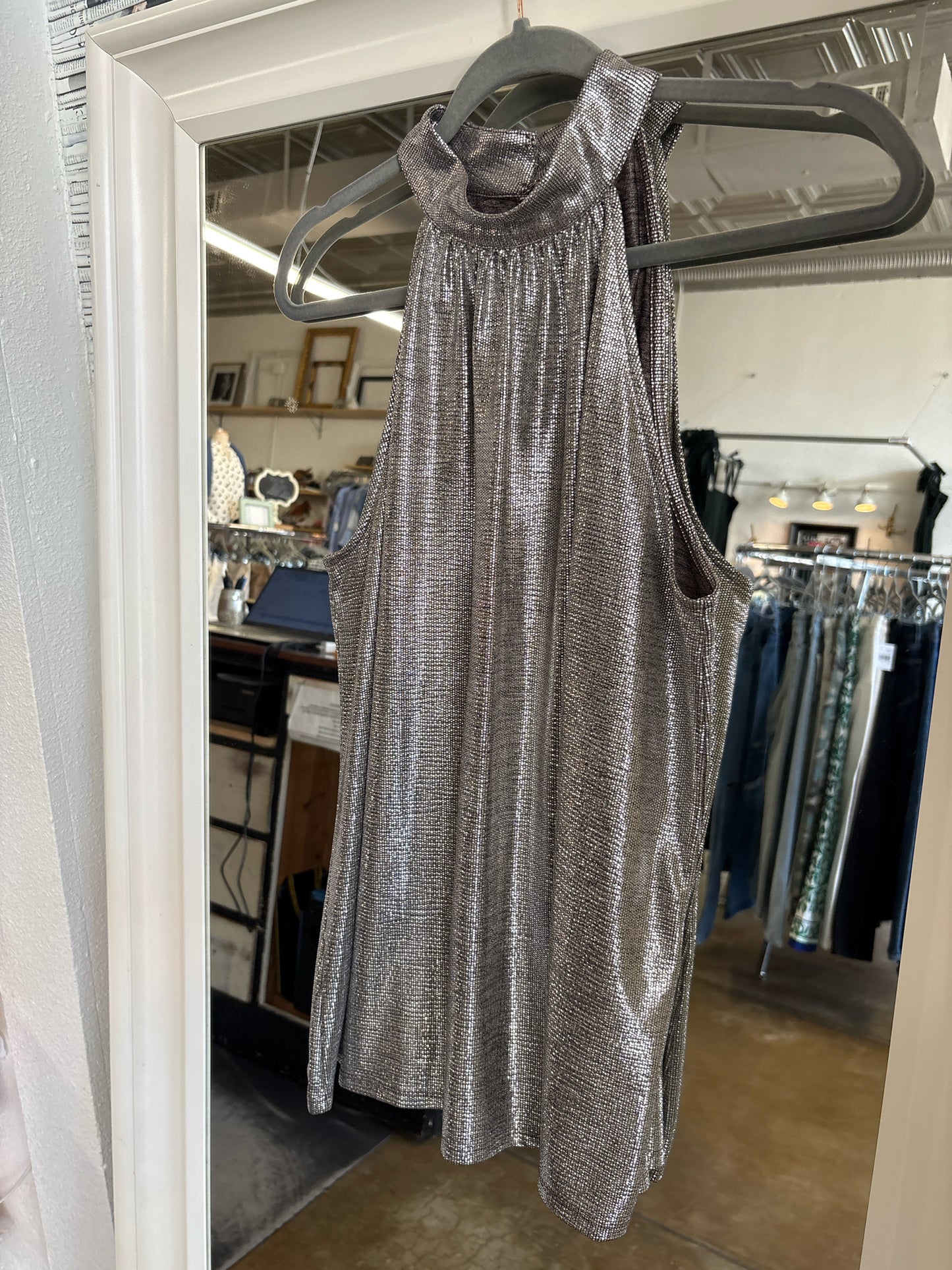 WHBM Size L Silver Top