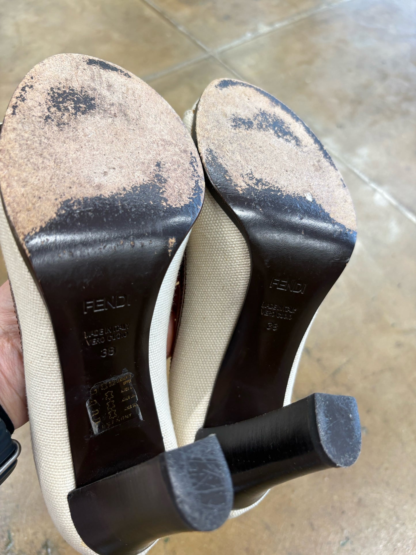 FENDI Shoe Size 38 brown/cream Heels