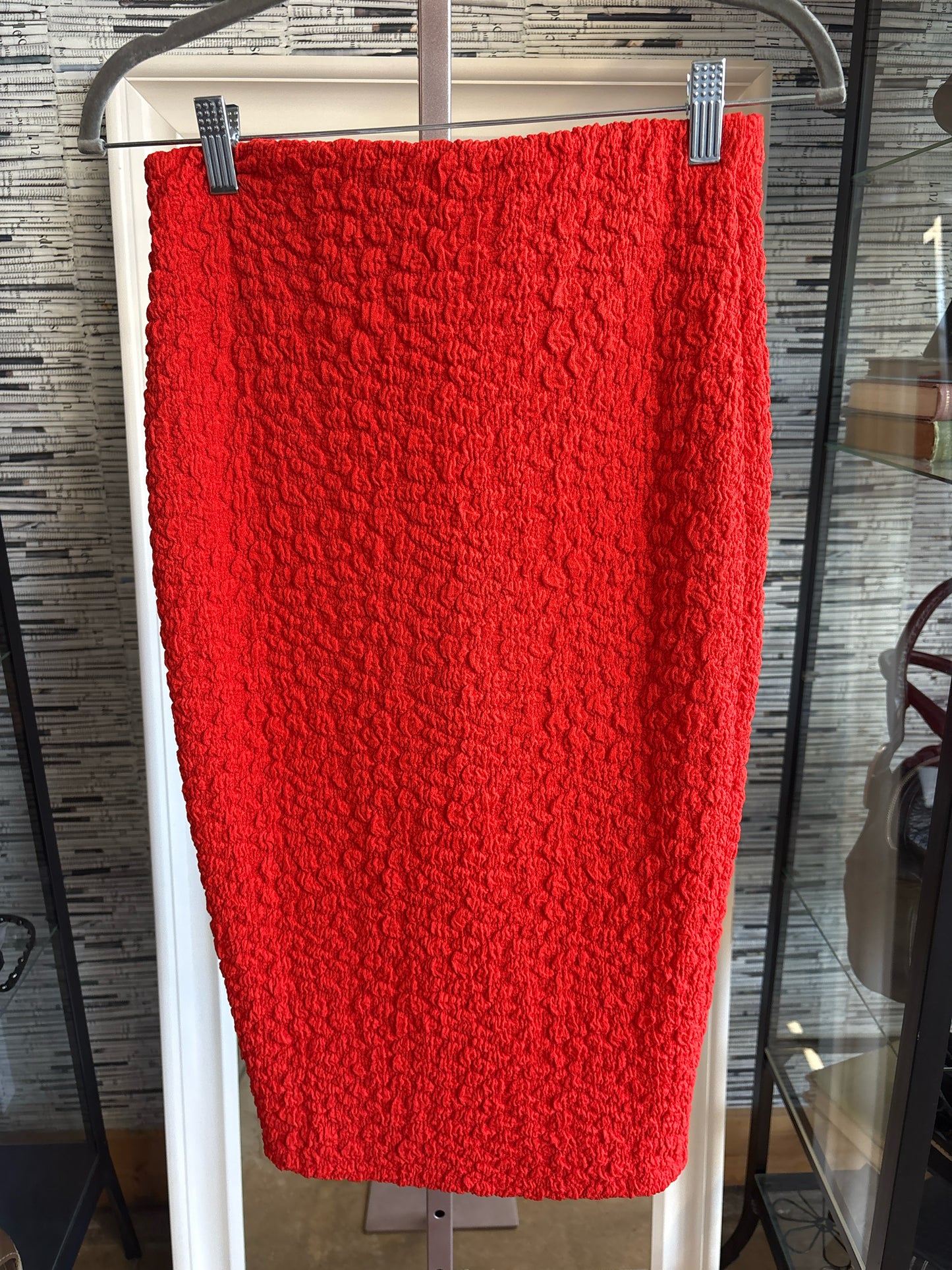 Anthropologie Size XS Red Orange Textured Skirt