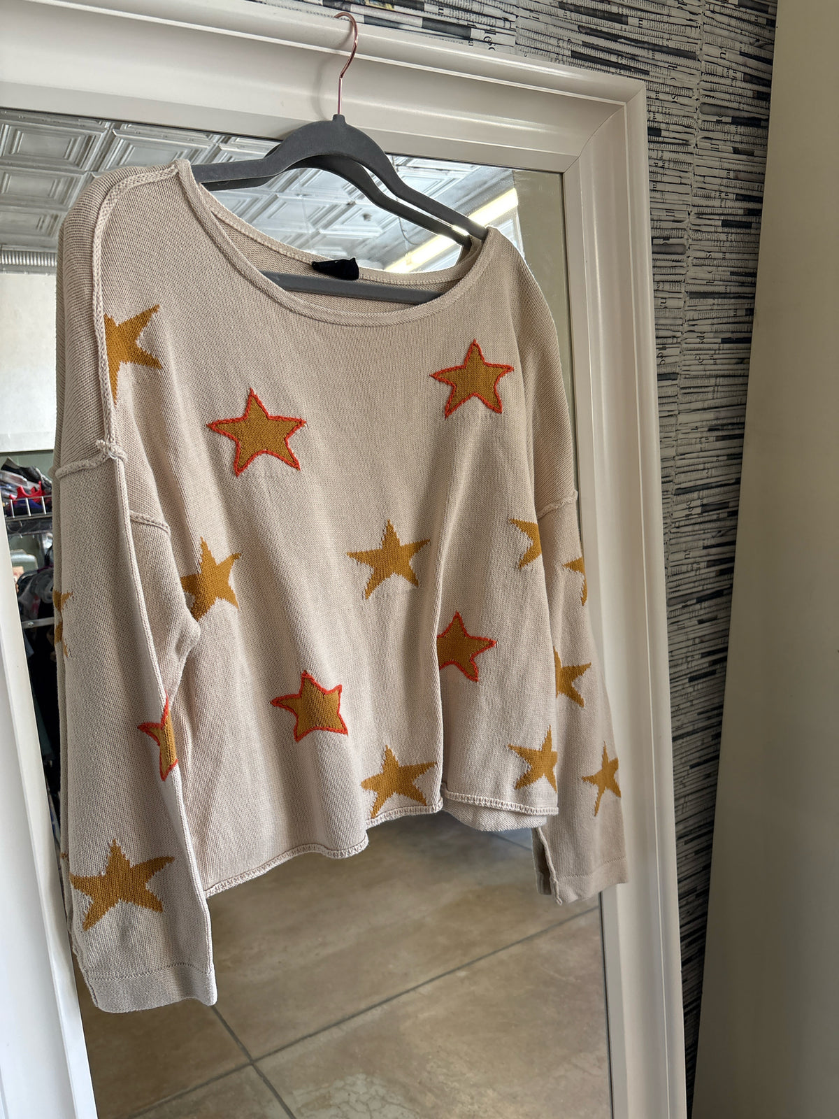 blank paige Size L Beige Star Pattern Sweater