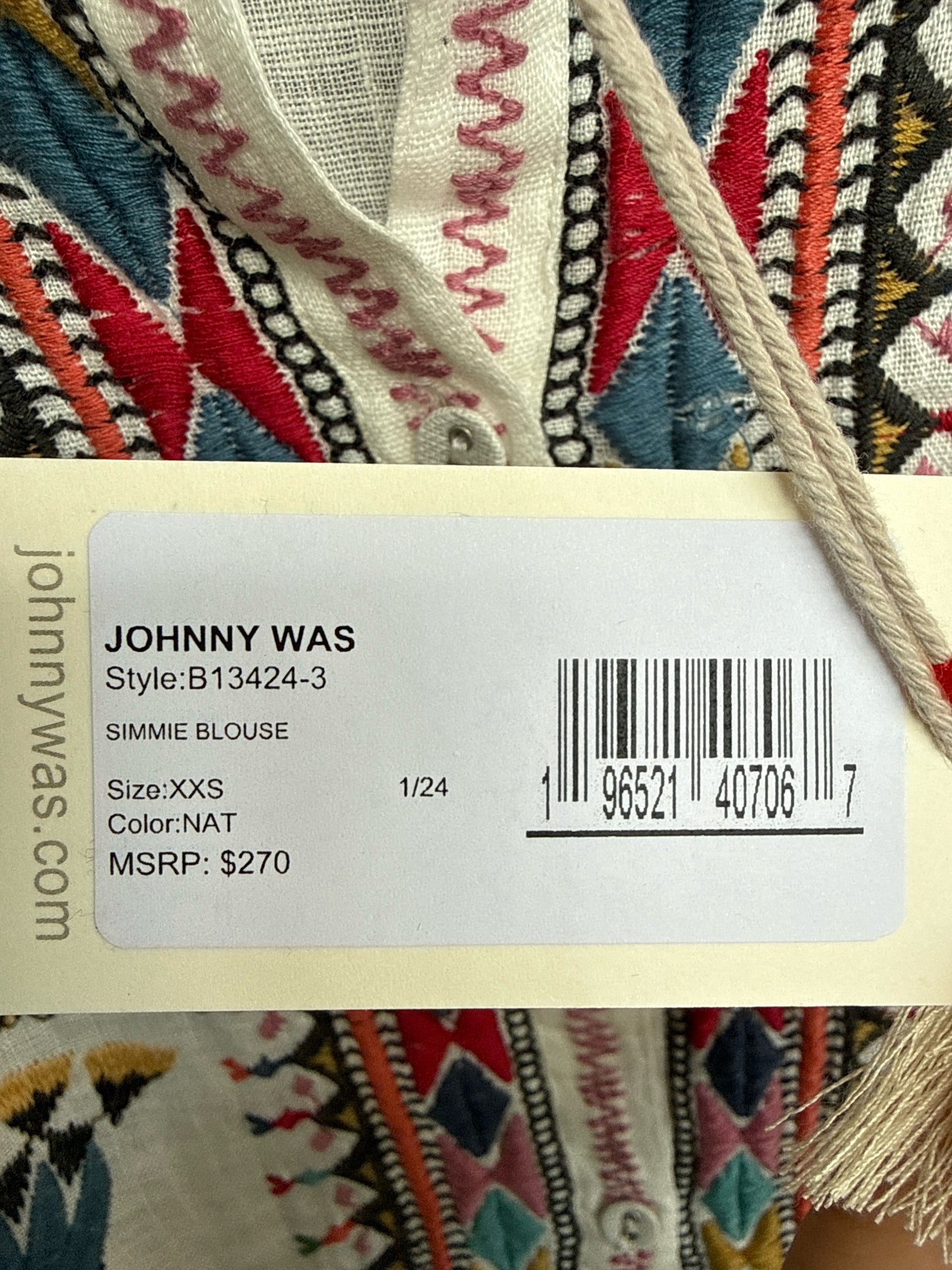Johnny Was Size XXS Cream/multi Top