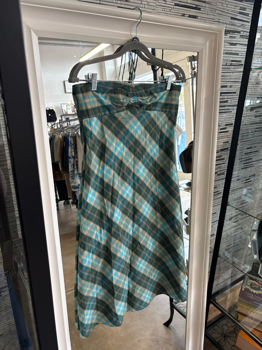 theory Size 8 Blue/Green Plaid Dress