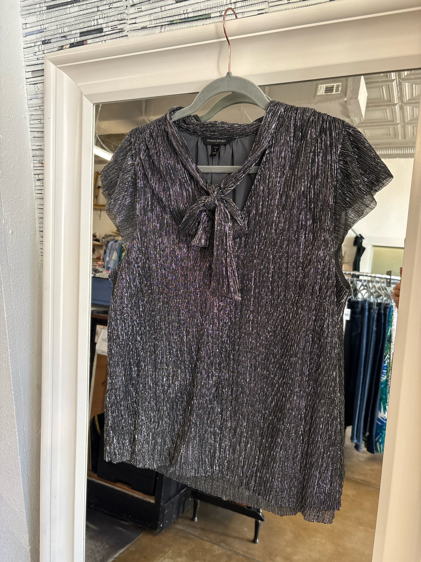 Banana Republic Size L Silver Top
