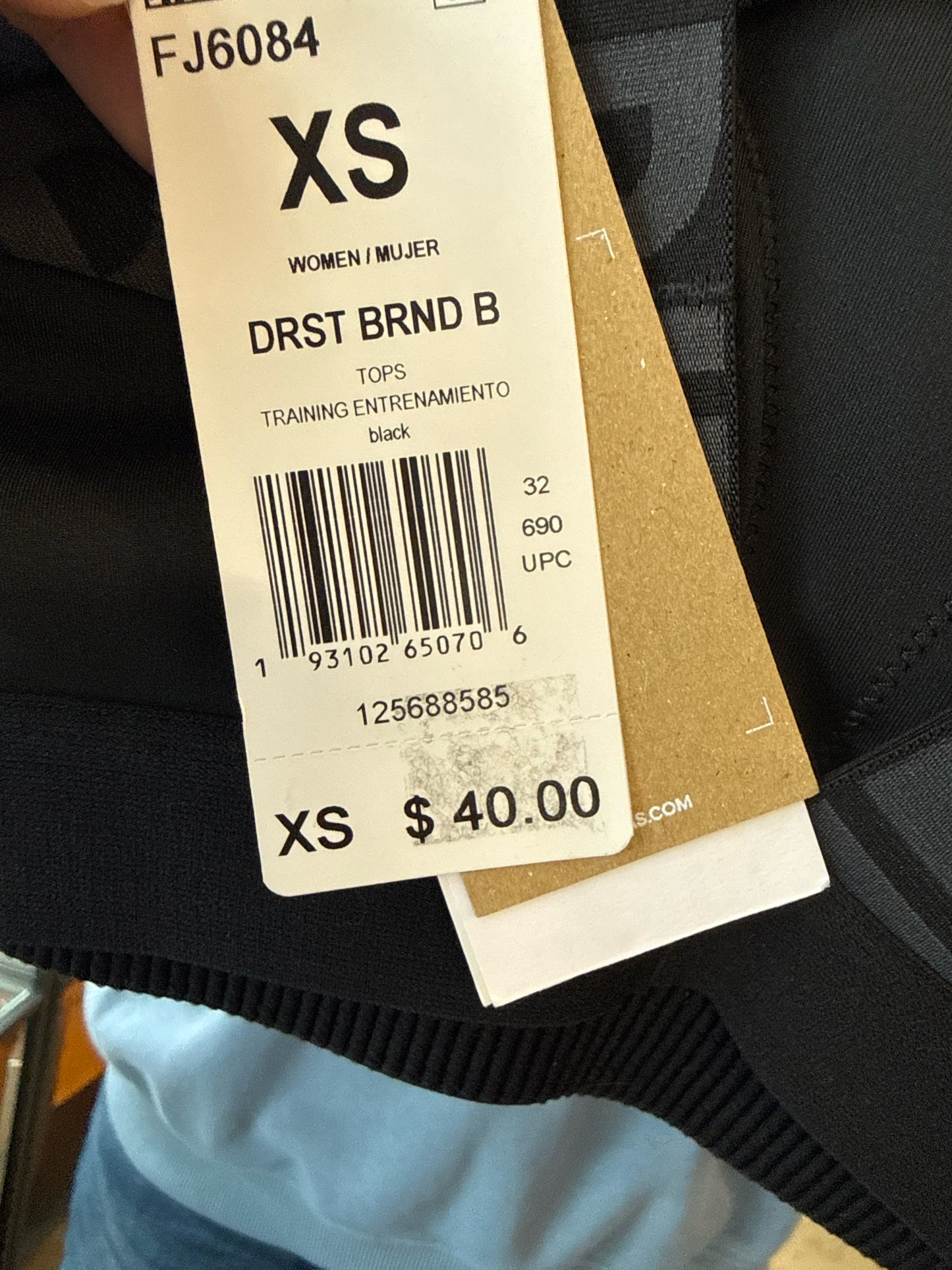 Adidas Size XS Black Sportsbra