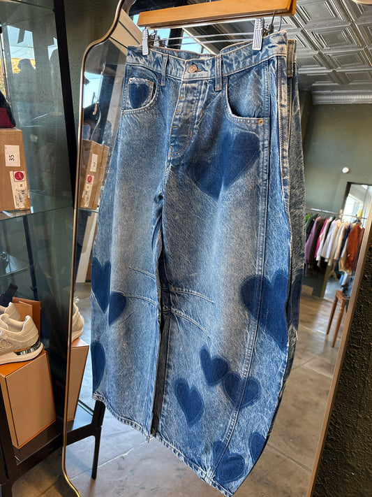 We The Free Size 26 Denim Hearts Jeans