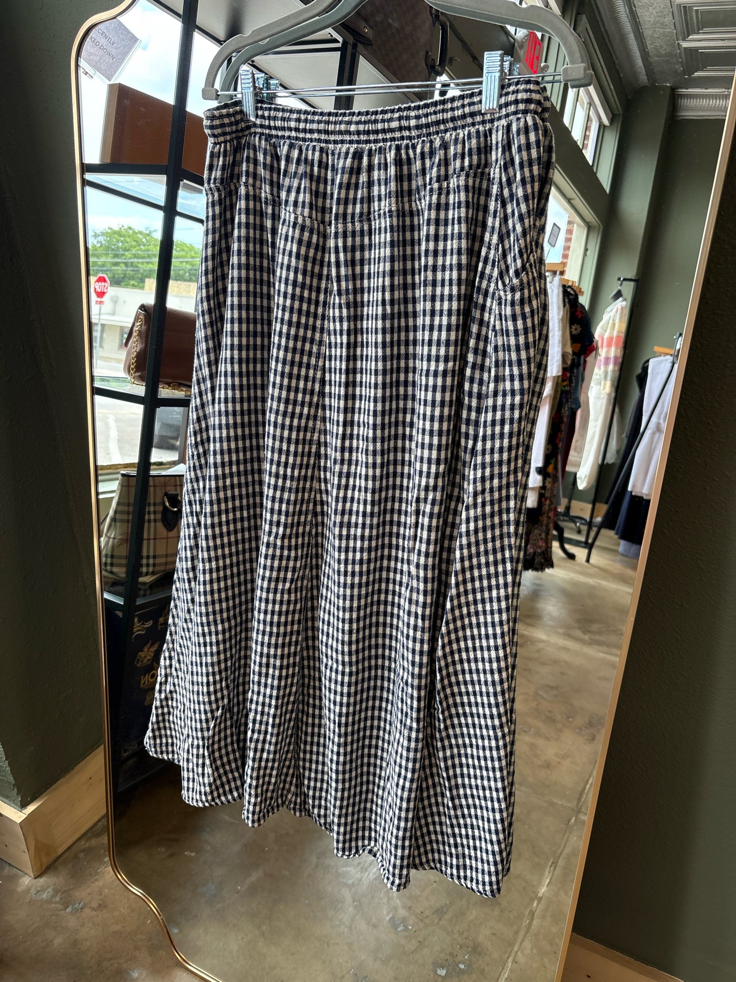 Max Studio Size L Off White & Blue Skirt
