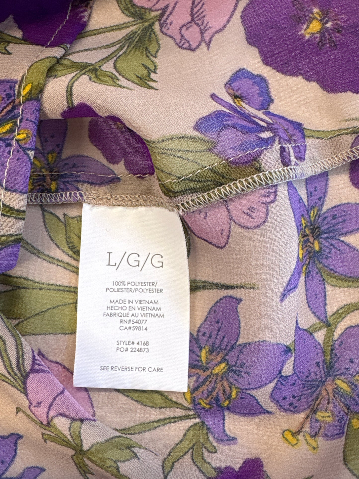 Cabi Size L Purple/Multi Floral Top