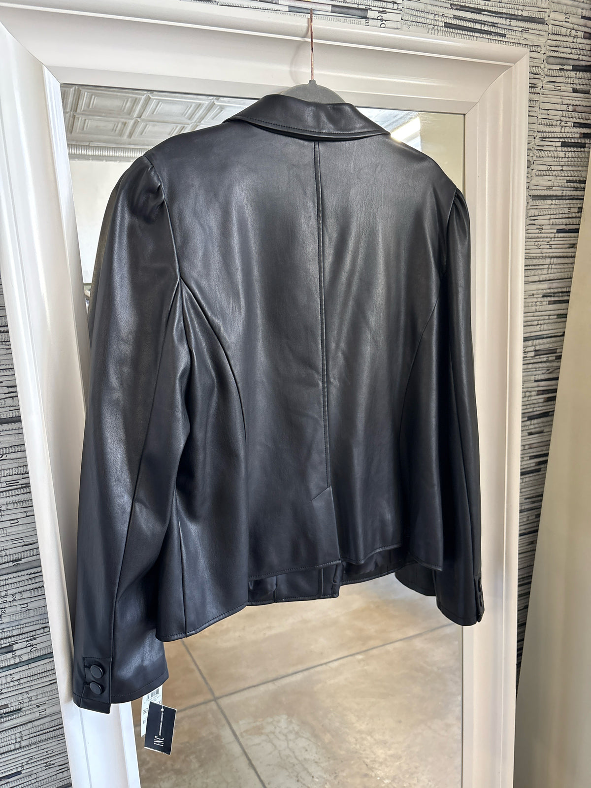 International Concepts Size 2X Black faux leather Jacket