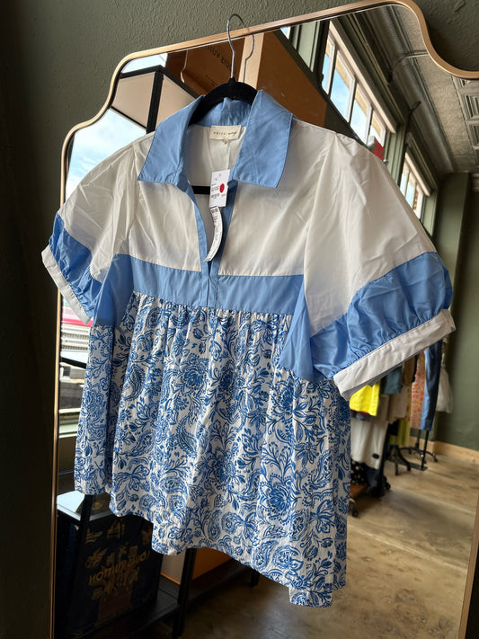 entro Size M White/Blue Top