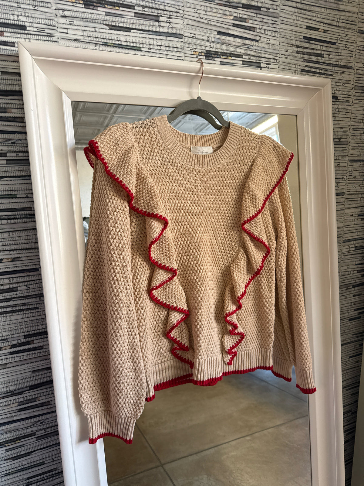 In February Size M Cream/Red Sweater