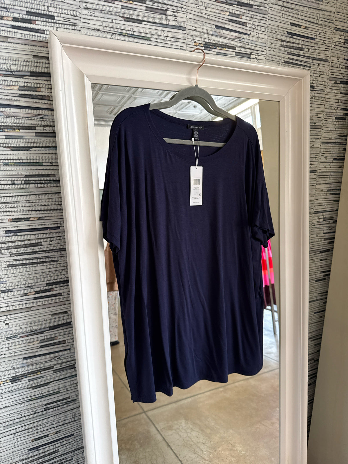 EILEEN FISHER Size M Navy Top