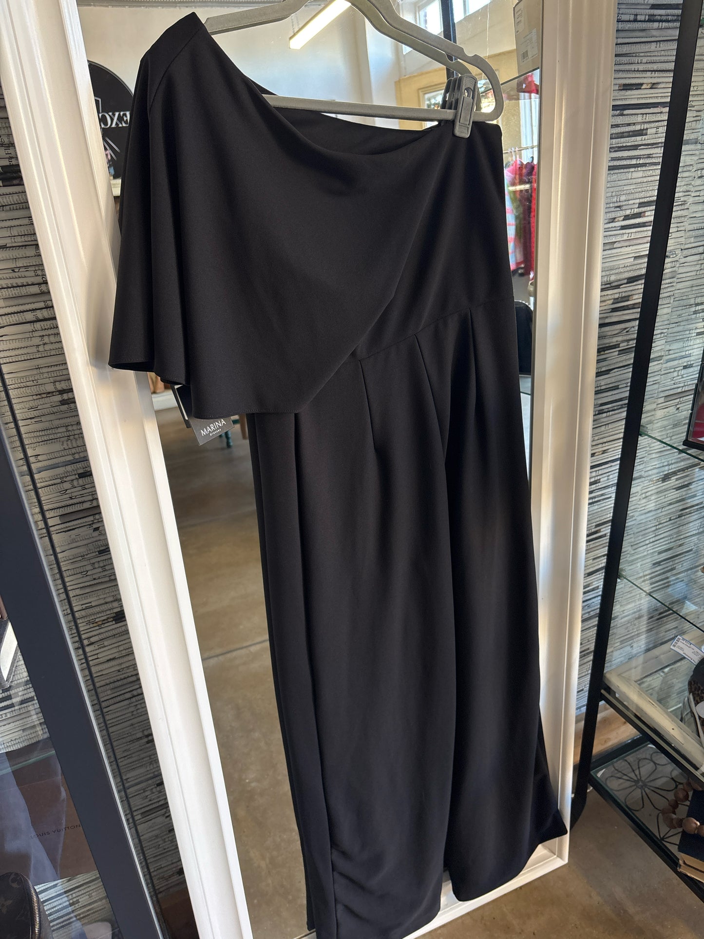 MARINA Size 12 Black One shoulder Romper