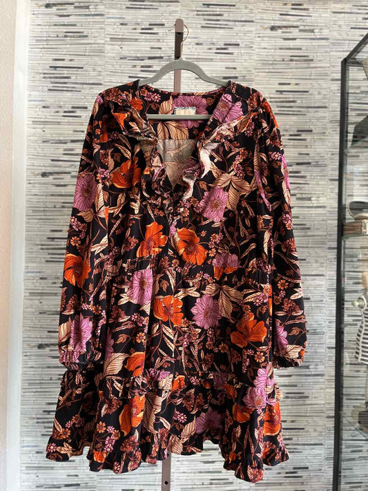 Pilcro Size 3X Black/Multi Floral Dress