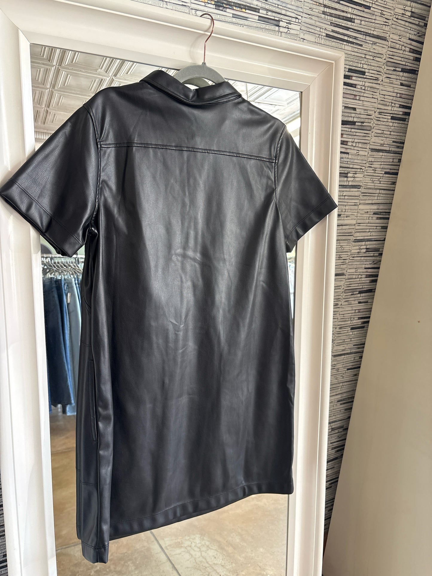 Max Studio Size L Black Leather Dress
