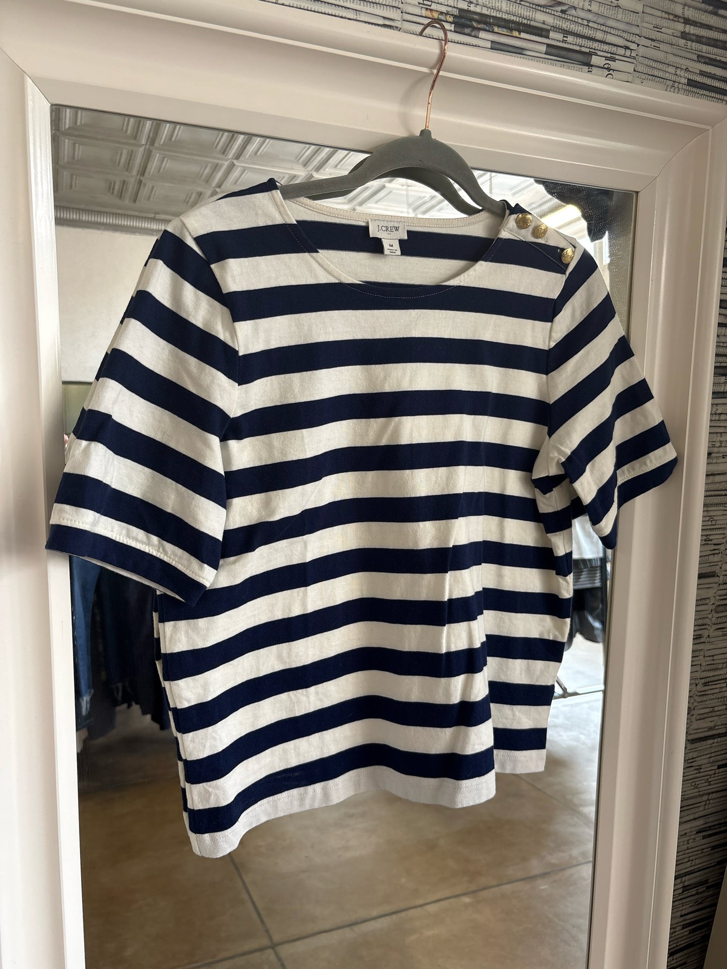 j crew Size M Navy/Cream Top