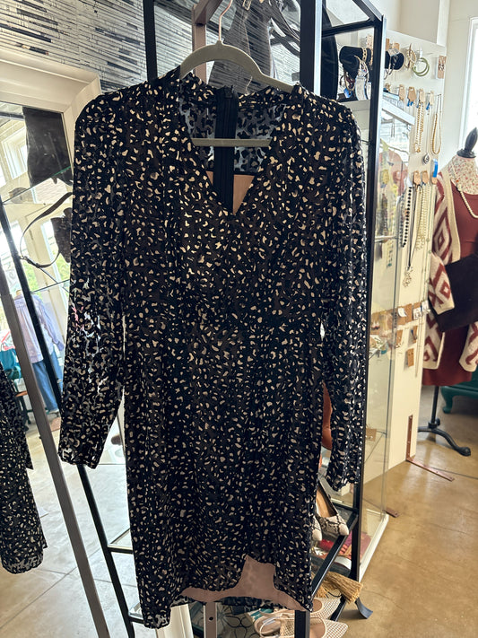 BCBG Max Azaria Size 6 Black/Cream spotted print Dress