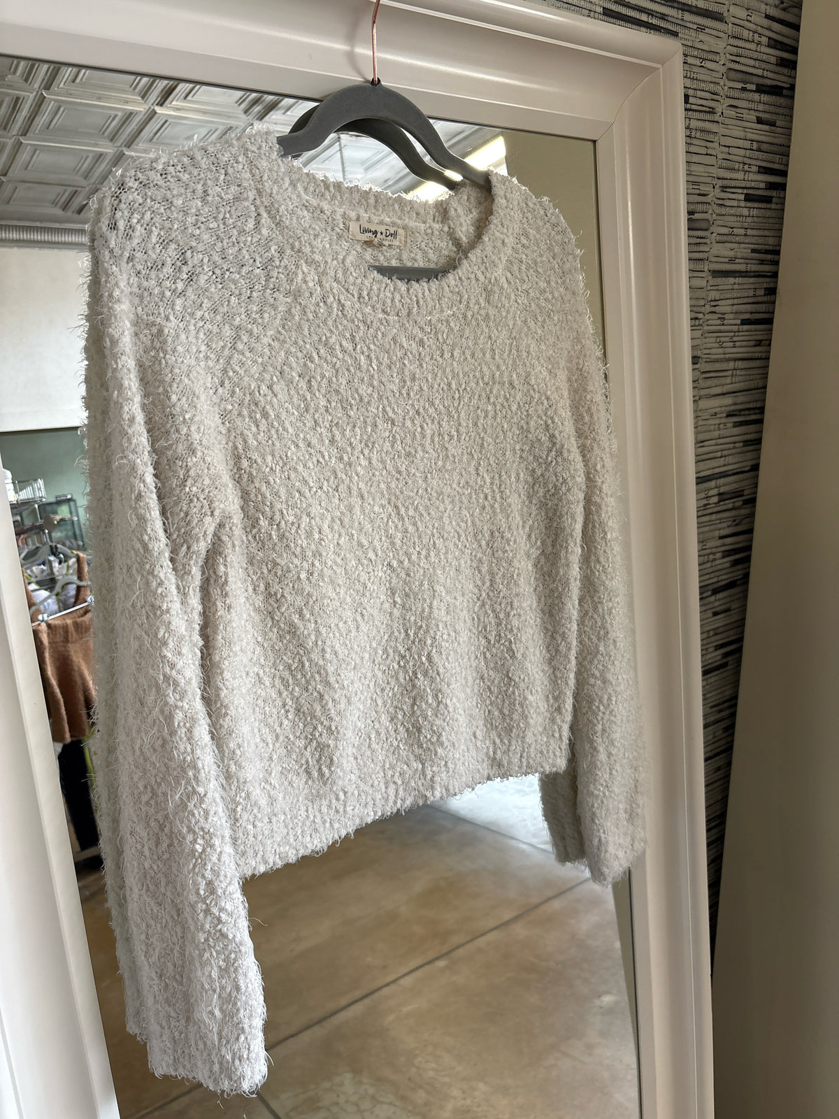 Living Doll Size L White Sweater