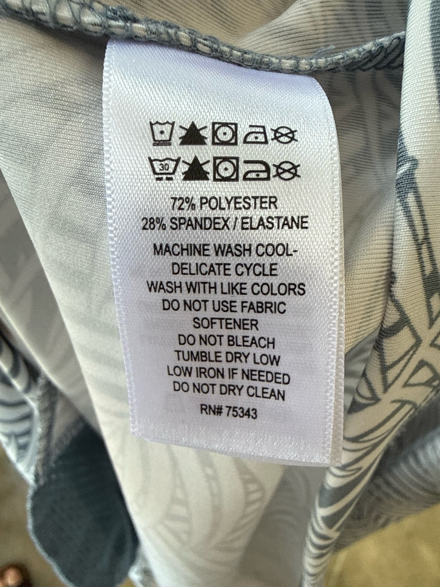Tommy Bahama Size L Gray/White Leaves Dress