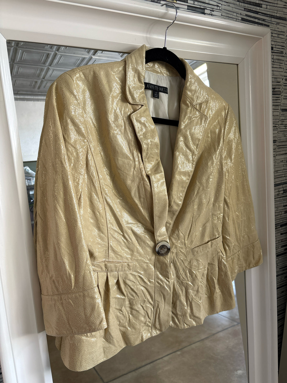 Lafayette 148 Size 4 Gold Leather Blazer