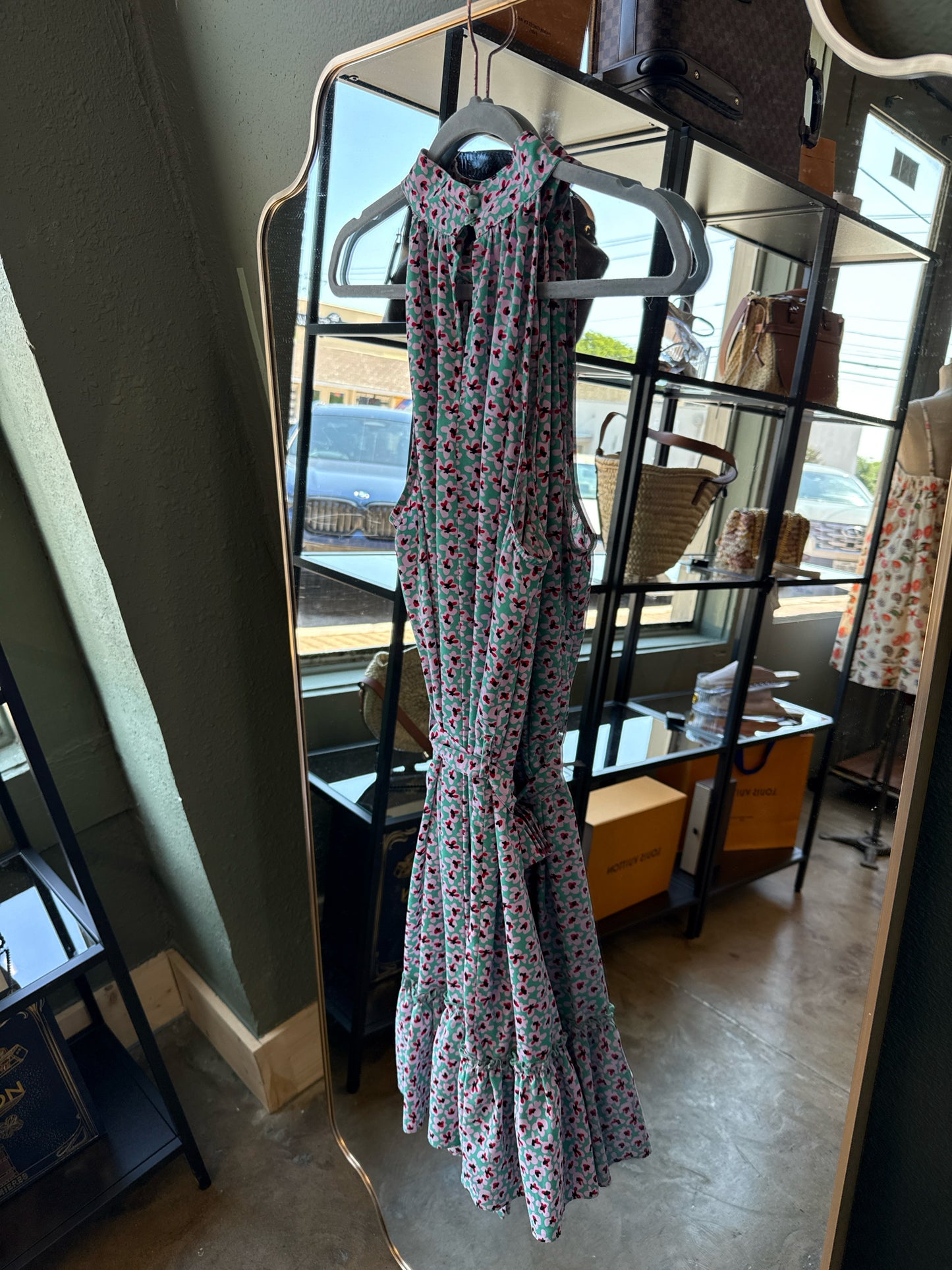 Size L Teal/Pink Halter Dress
