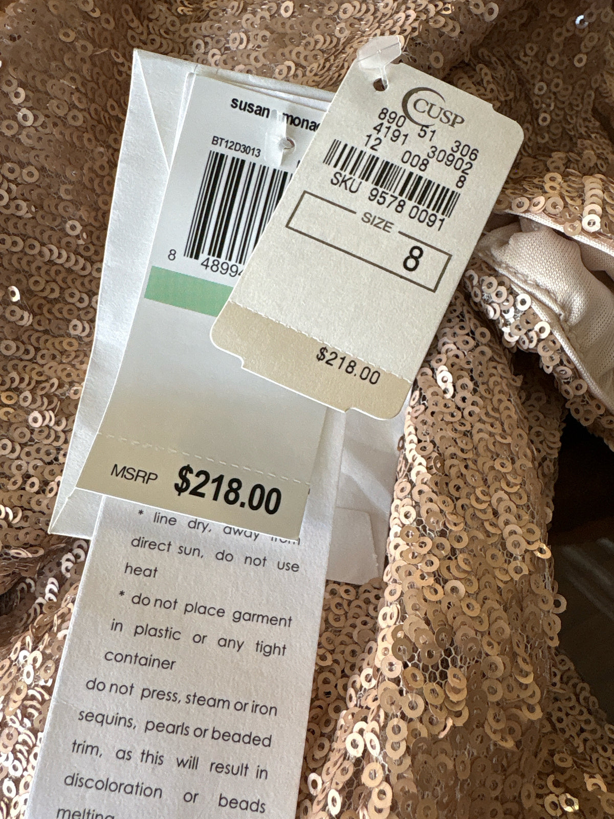 susana monaco Size 8 Gold Sequin Dress