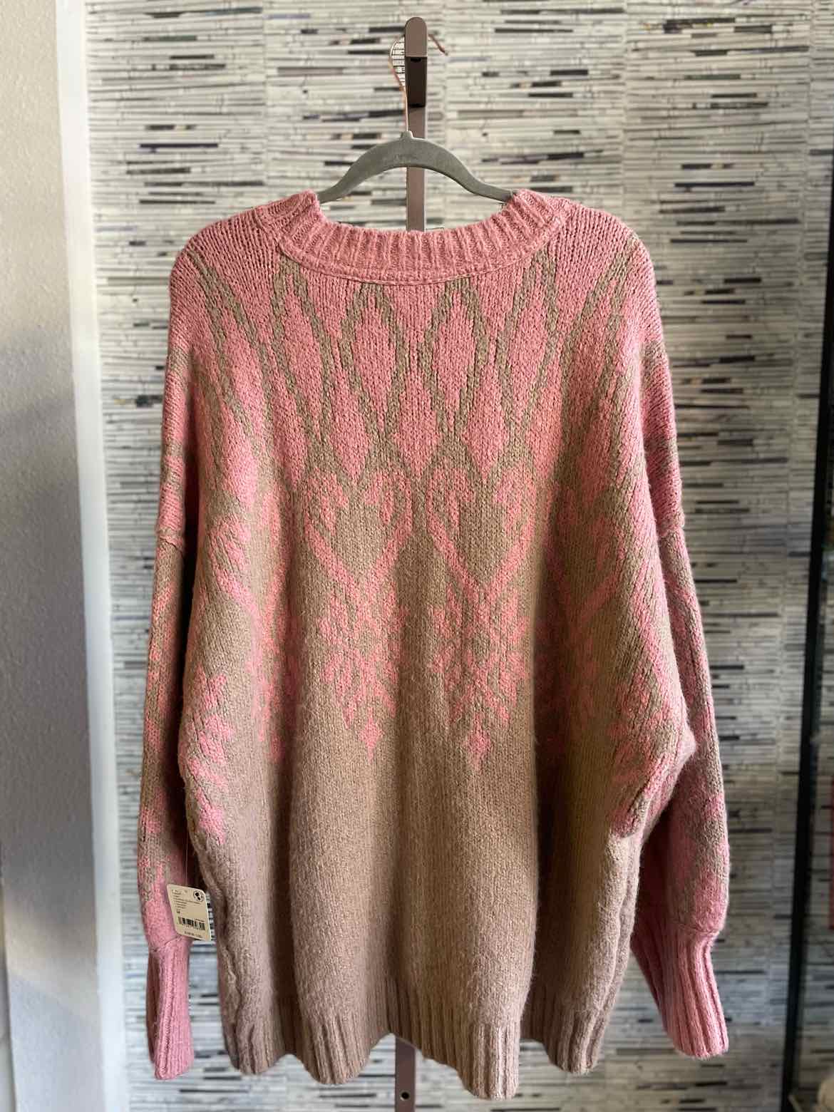 free people Size M Pink/Brown Floral Sweater