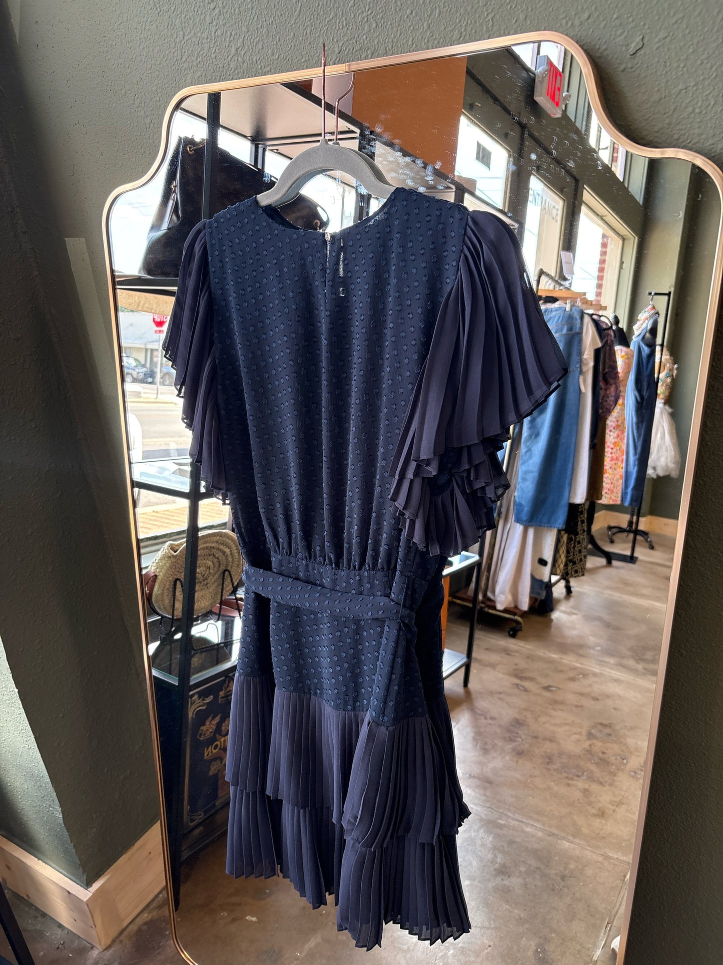 cece Size 6 Navy Ruffles Dress