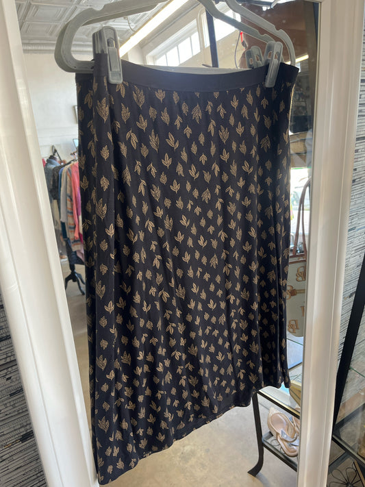J. JILL Size M Black/Orange Leaves Skirt
