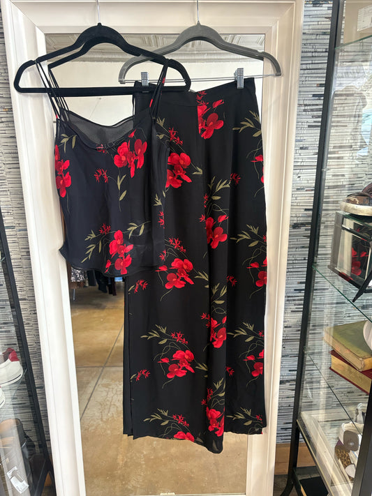joseph ribkoff Size 6 Black/Red Floral Two Piece Set