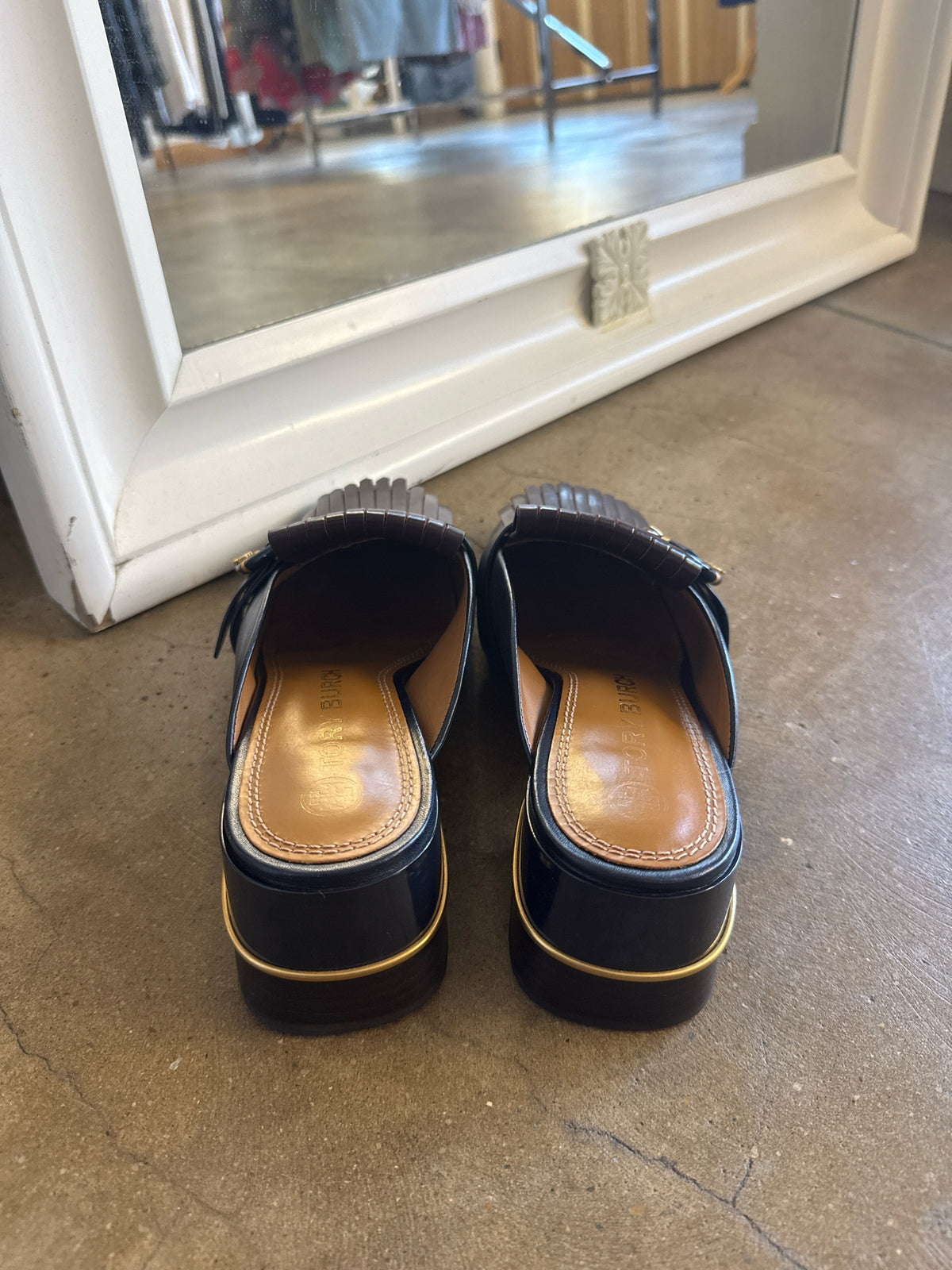 Tory Burch Shoe Size 8.5 Blue/Brown Wedge